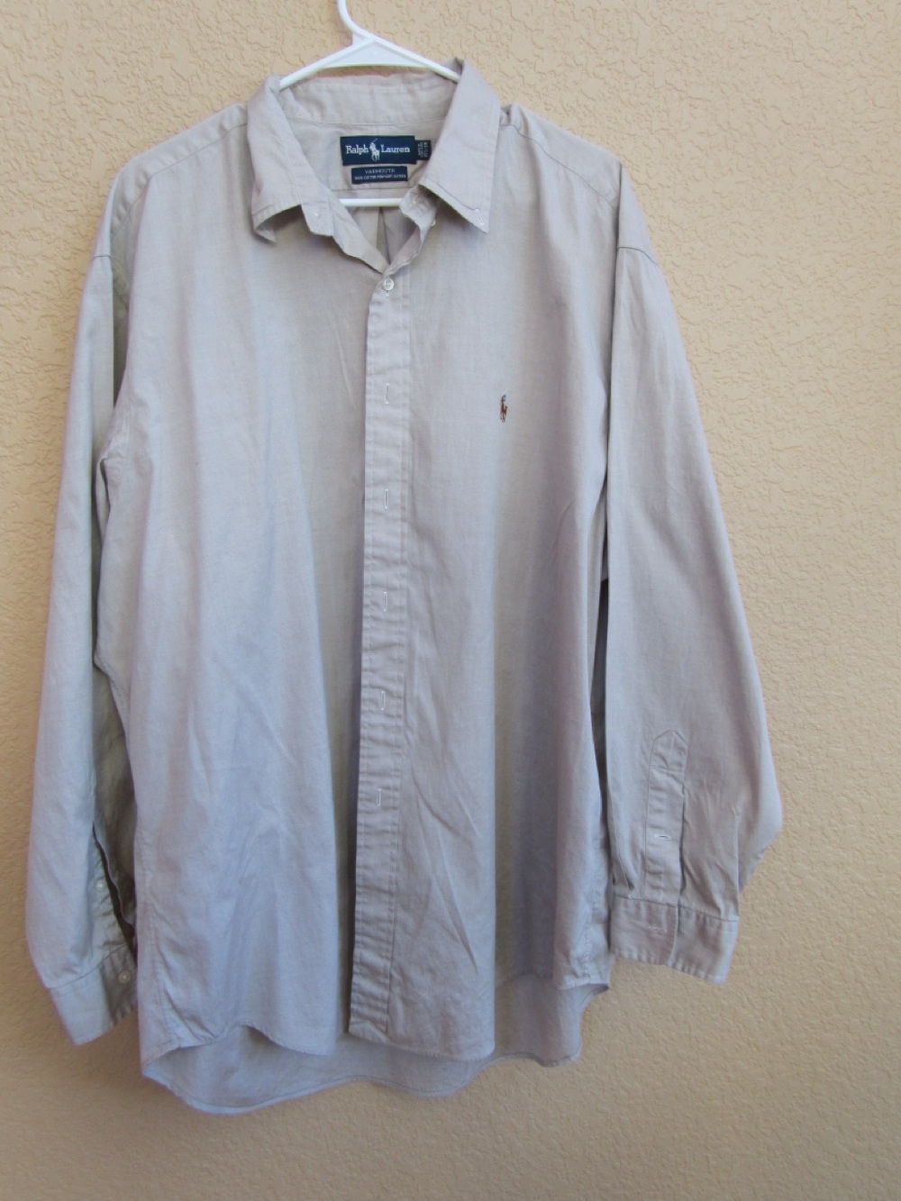 Ralph Lauren Men's Button-Down Shirt — Light Beige Yarmouth model